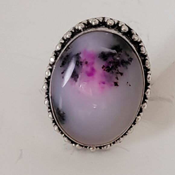 Sterling Silver Purple Stone Ring – Bohemian Statement Jewelry – Size 8 - Picture 4 of 15